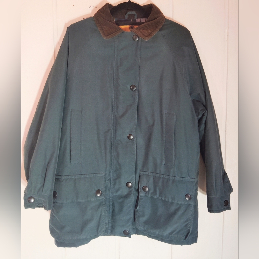 Utility Jacket in Dark Green with Corduroy Collar